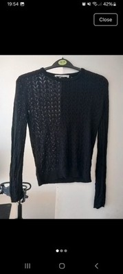 Zara Größe 8 Strickoberteil schwarz Langarm Top Zustand