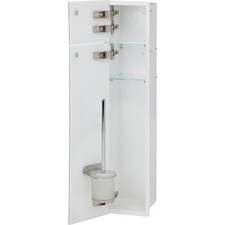WC-Wandcontainer,innen weiß, 2 graue Glastüren,1 Leerfach, Anschlag links Edelst