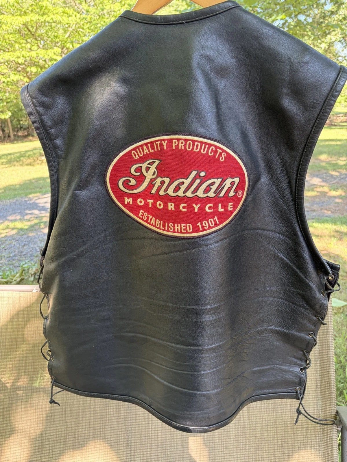 Indian Motorcycle Men's Western Leather Biker Riding Vest 2XL