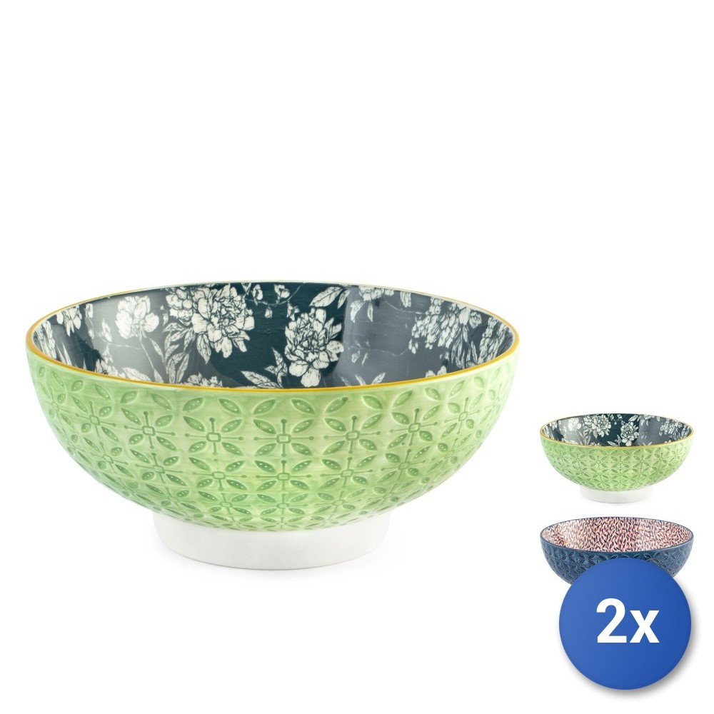 2X Assorted Round Porcelain Cups 19Cm, H&H