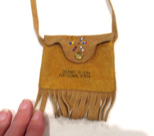 Brown leather Grand Teton National Park souvenir mini purse