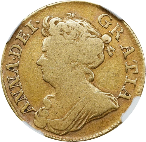 1713 GREAT BRITAIN QUEEN ANNE GOLD GUINEA LONDON MINT KM534 NGC FINE-15