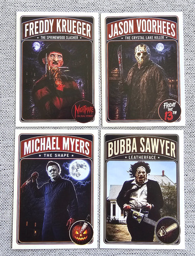 SET OF 4 - CUSTOM ACEO ICONIC CULT CLASSIC HORROR MOVIE CHARACTER TRADING CARDS