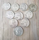 10 U.S. Silver Washington Quarters (1936–1964) – 90% Silver Circulated Lot