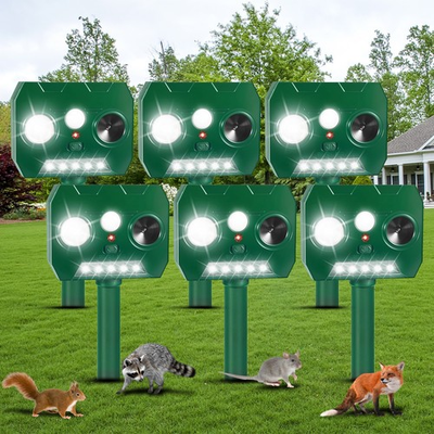 #ad 6pcs Ultrasonic Animal Repellent Cat Deterrent Outdoor Deer Repellent for yard $52.99