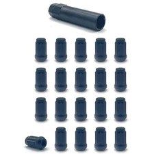 M12x1.25 Lug Nuts, 20pcs Black Closed End Nuts with 1 Socket Key 