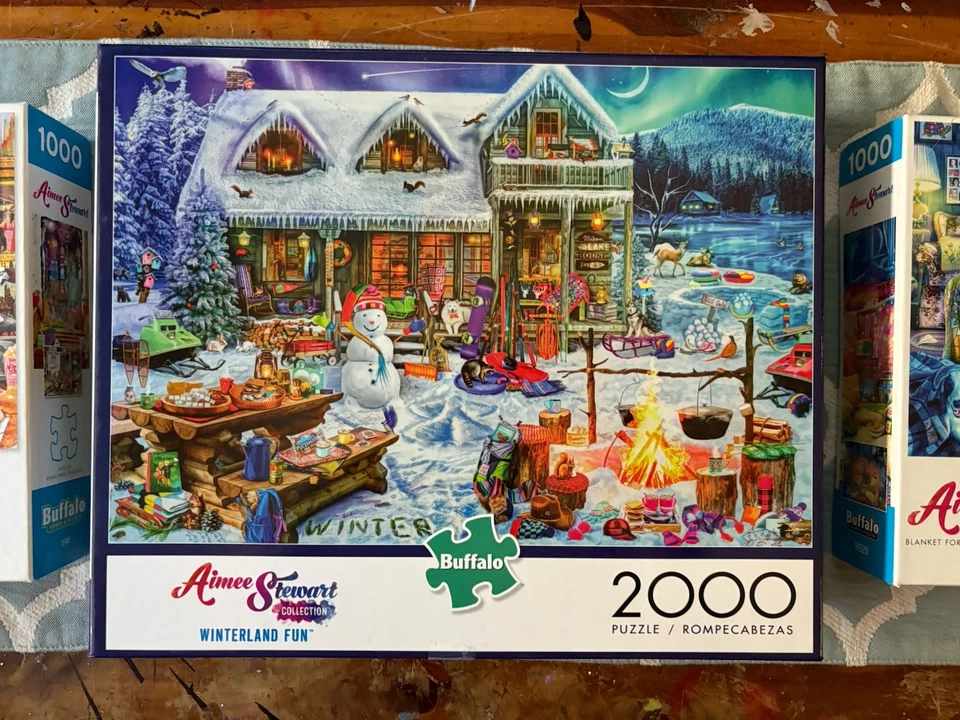 Aimee Stewart Puzzle *LOT OF 3* Winter Fun 2000, LIAOB New York & Cozy Cave 1000 - Image 3 of 4