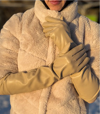 Luxury Long Leather Opera Gloves   46 cm, Touchscreen Function