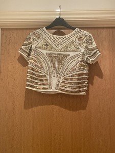 cream sequin top