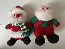 santa claus stuffins plush 1995 lot of 2 vintage Christmas with hanging loop
