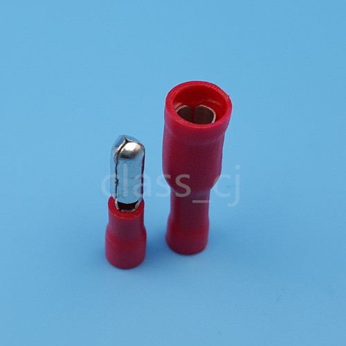 100Pcs Red Insulated Bullet Butt Male and Female 22-16 AWG Wire Crimp Terminals - Picture 5 of 5