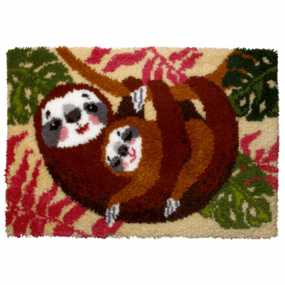 Orchideenriegel Hakenset: Teppich: Faultierfamilie