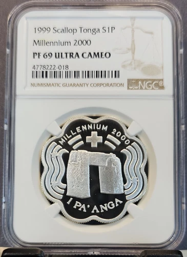 1999 TONGA SILVER 1 PAANGA MILLENNIUM 2000 NGC PF 69 ULTRA CAMEO SCARCE TOP POP
