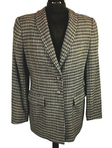 cream checked blazer