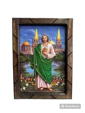 SAN JUDAS TADEO , FRAMED PRINT ,  18" x 13" , 1ST Quality , Wood Frame