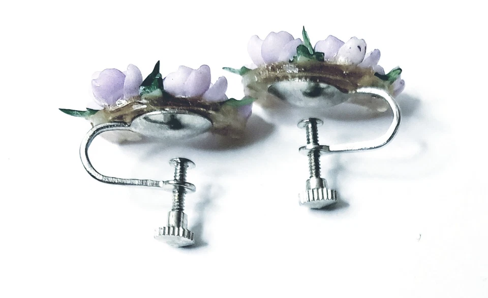 Vintage Ceramic Porcelain Lilac  Colored Flower With Screw On Back  - Image 3 of 4