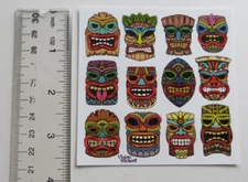 Violette Stickers - TIKI MASKS - 4x4 Square Sheet of RETIRED Stickers #K185