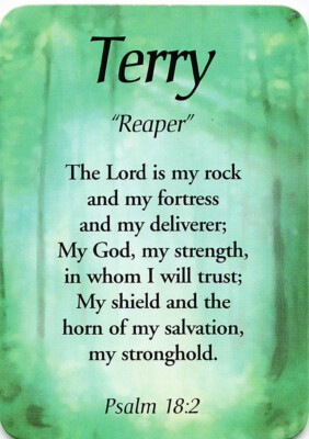 Terry &ldquo;Reaper&rdquo; Keepsake Name Meaning Card with Bible Verse | eBay