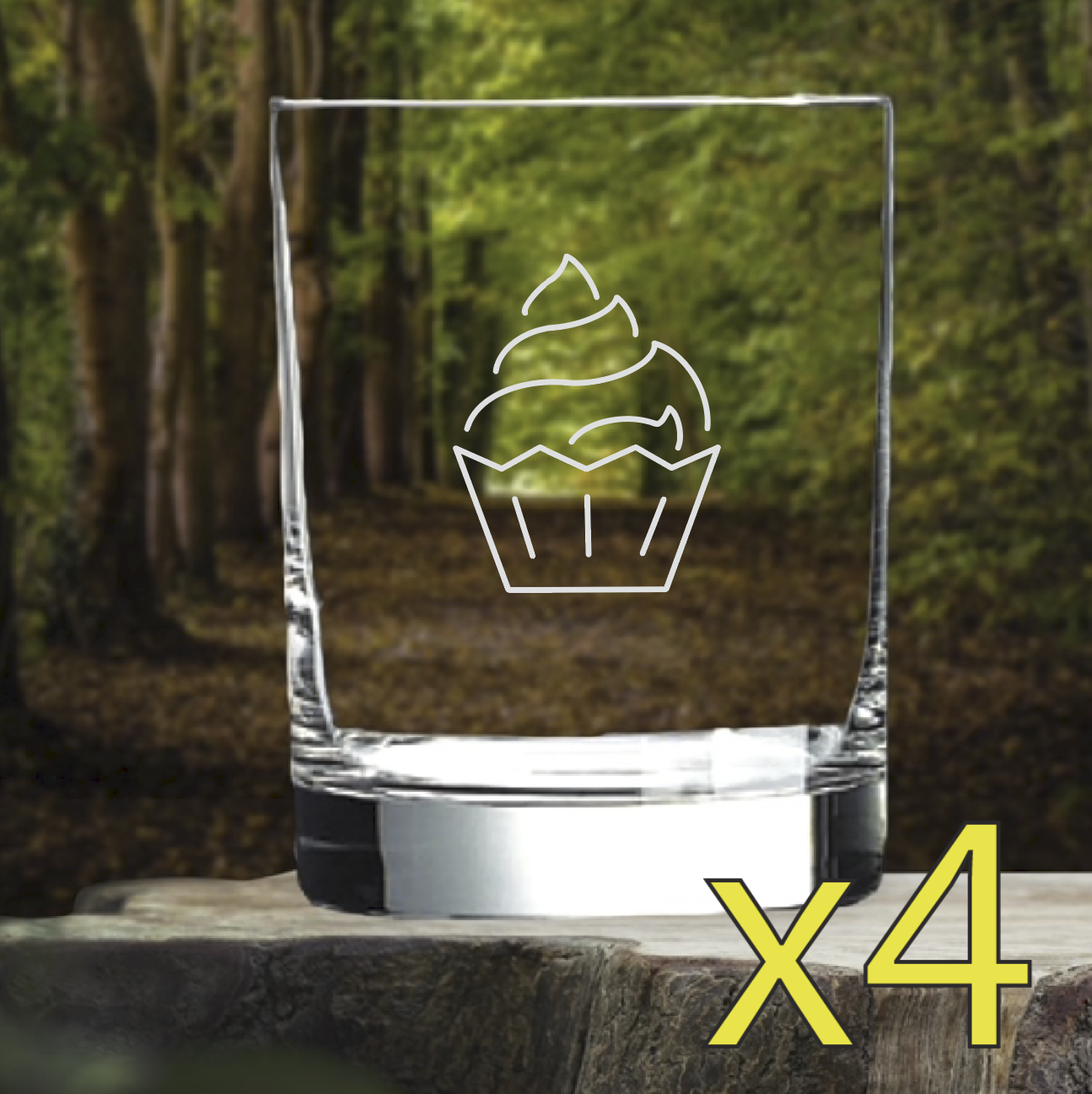 Cupcake Whiskey Glasses x4 Double 14 Oz Premium Old Fashioned Food Dessert NEW-image