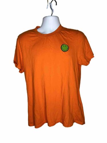 Sandro France Smiley® Patch T-Shirt Tee Herren Gr. M orange Bio Baumwolle - Bild 2 von 9