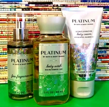 PLATINUM FRAGRANCE MIST CREAM GEL 3 PC TRAVEL SET BATH BODY WORKS GIFT WRAP