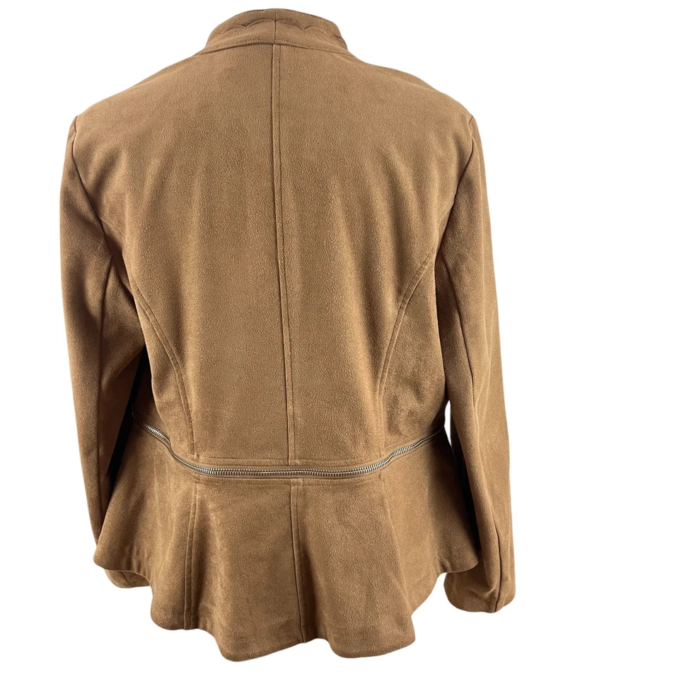 Chaqueta Chico's Convertible Marrón Gamuza Peplum Talla 1 Foto 2 de 4