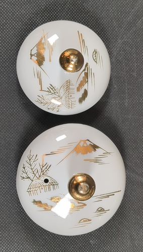 Servicio de té japonés Kutani 21 piezas ~ blanco con diseño dorado ~ geisha litofana - Imagen 15 de 24