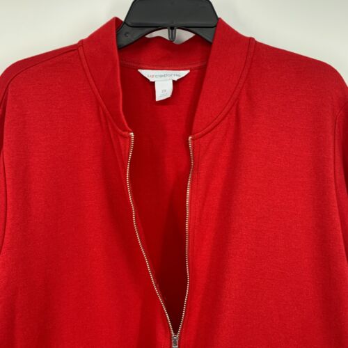 Liz Claiborne Jacke Damen Übergröße 2X Bomber rot durchgehender Reißverschluss Langarm neu mit Etikett - Bild 4 von 9