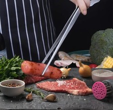 Stainless Steel Precision Kitchen Tweezers Chefs Garnish Straight Food Tong Puro