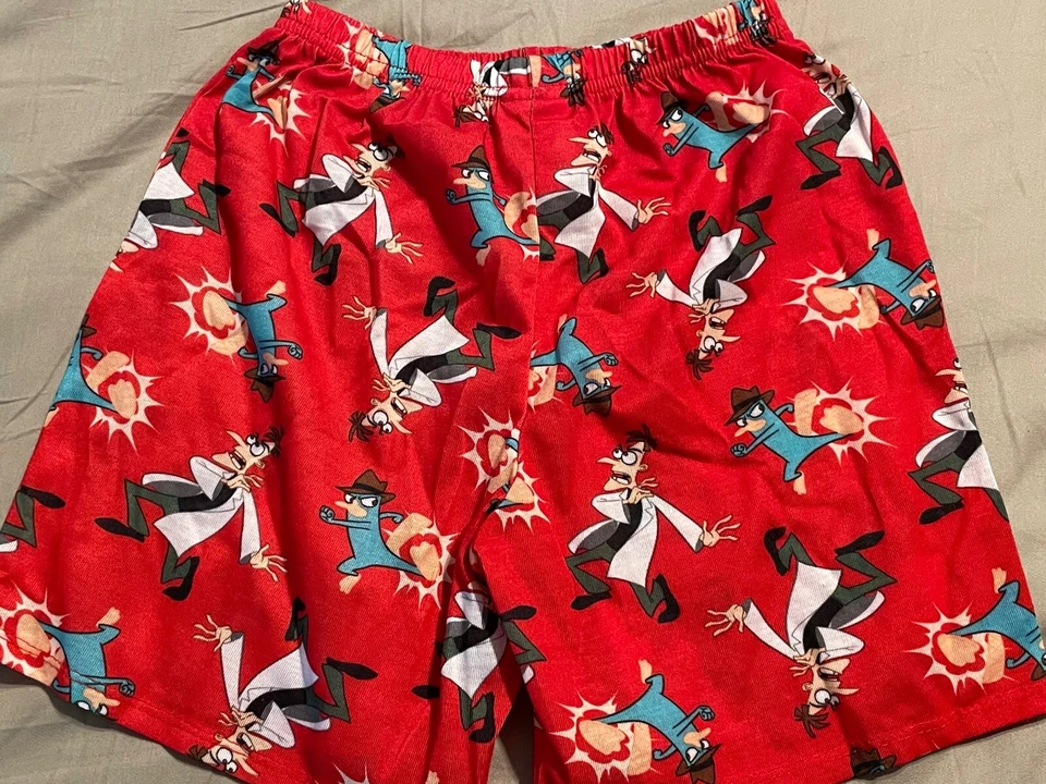 New Boy's Disney Phineas and Ferb Red Sleep Lounge Shorts Pajamas Size XS 4/5 - Image 3 of 3