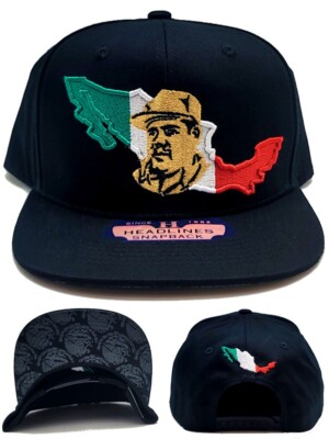 Headlines New El Chapo Guzman 701 Mexico Drug Lord Black Gold Snapback Hat Cap
