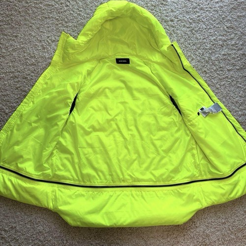 Diesel Men M Down Vest Yellow Fluorescent Polyester Luxury Stylish Casual Used - Picture 11 of 20