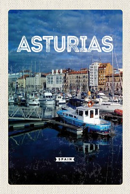 Blechschild 18x12 Retro Asturias Spyin Spanien Jachten Wand Deko Bar Kneipe Samm