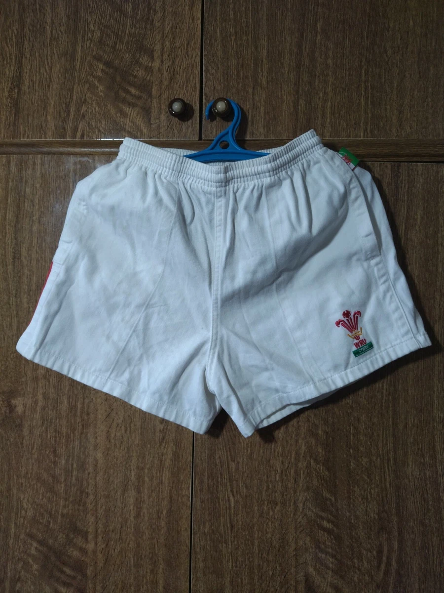 Rari pantaloncini da rugby Galles Reebok Cymru casa 1998 1999 2000 bianchi da uo