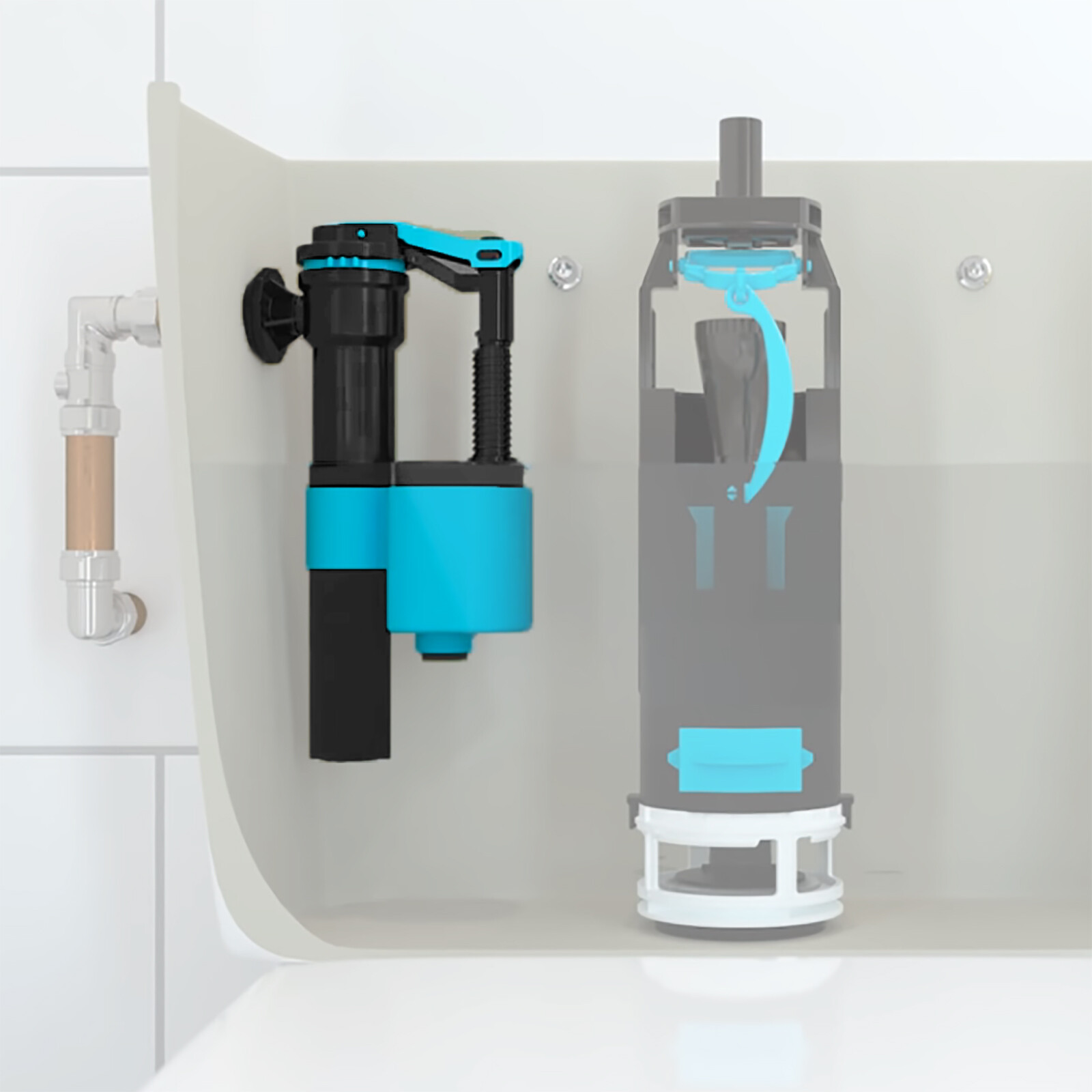 Toilet Cistern Fill Valve Bottom or Side Entry 1/2" BSP Adjustable