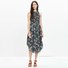 Ulla Johnson Gili Smocked Dress S 6 Women's Casual Floral Printed Midi NEW 22733