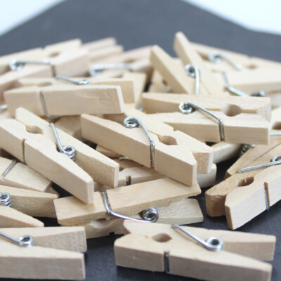 24 Mini Holzwäscheklammern Adventskalender DIY Bastelklammern 3,5cm natur
