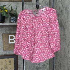 LC Lauren Conrad Womens Lightweight Woven Long Sleeve Blouse Shirt Top Pink S