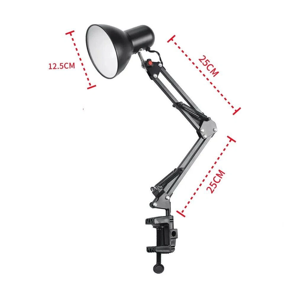 Lamp Desk Architect Arm Swing Adjustable Light Table Clamp Black Metal USA Plug - Image 2 of 4
