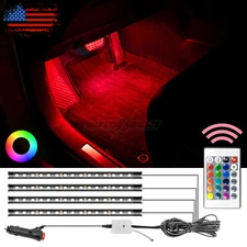 US RGB LED Glow Interior Car Lamp Kit Under Dash Foot Well Seats Inside Lighting