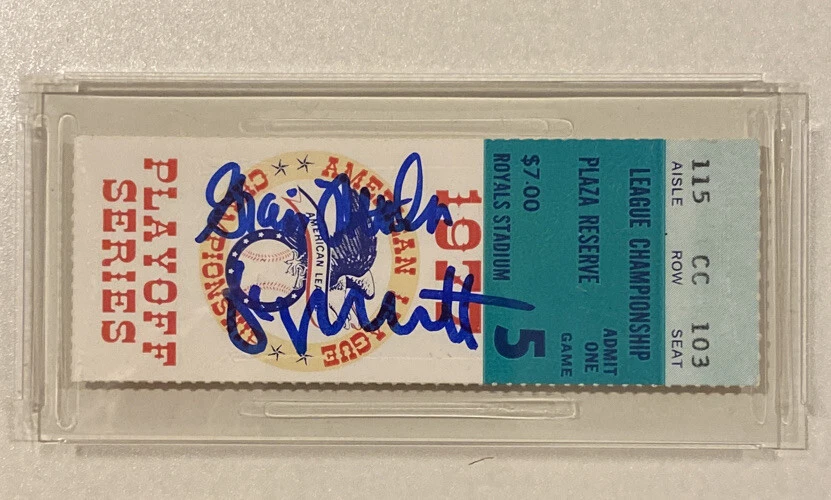 1977 Graig Nettles George Brett Signed Baseball Ticket ALCS PSA/DNA 10 Certified - Image 2 of 4