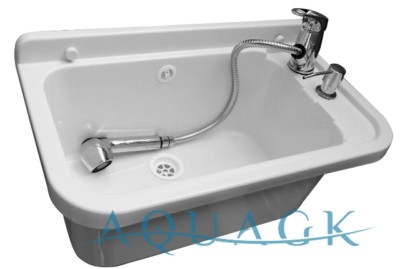 Set Ausgussbecken Grau 60cm Waschbecken Spülbecken Inkl