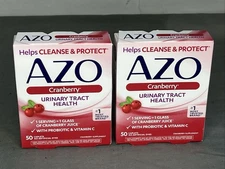 AZO URINARY TRACT HEALTH CRANBERRY 50 Caplets ( 2 PACK ) SEALED EXPIRATION 01/27