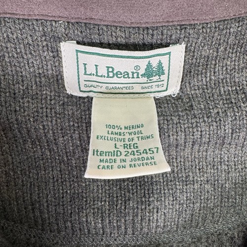 Chaleco LL Bean Para Hombres Grande Verde Merino Corderos Lana Acanalado Tejido Cremallera Completa Informal - Imagen 3 de 6