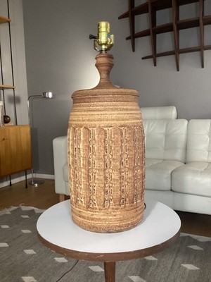Vintage Mid-Century BOB KINZIE Studio Art Pottery Sgraffito Stoneware LAMP