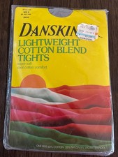 Vintage NOS Danskin Lightweight Cotton Blend Tights Gray Smoke Size B NIP