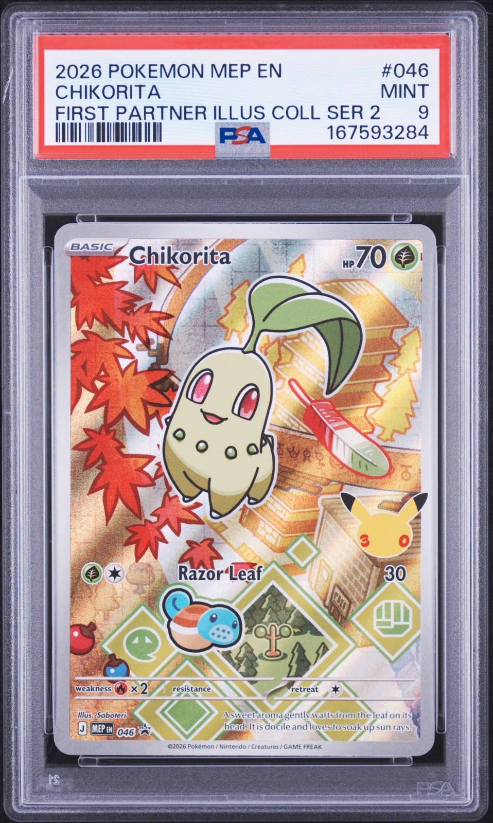 2026 POKEMON MEP EN-ME BLACK STAR PROMO #046 CHIKORITA PSA 9