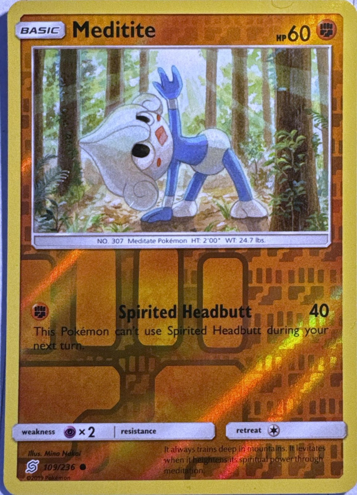 Meditite 109/236 Common Unified Minds Pokemon Reverse Holo Near Mint