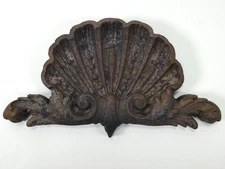 Antique Victorian Bronze Shell Overdoor Ornament Wall Plaque Embellishment 9"x5"