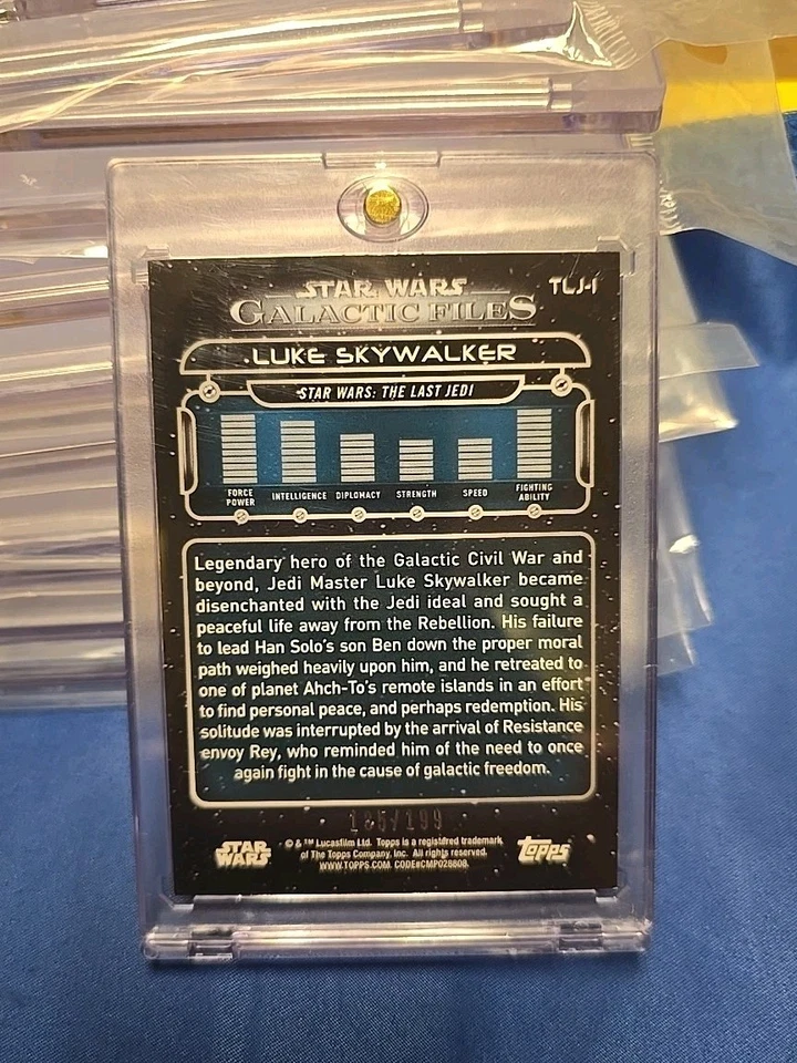 2018 Topps Star Wars Galactic Files #TLJ-1 Luke Skywalker Green /199 - Image 2 of 2